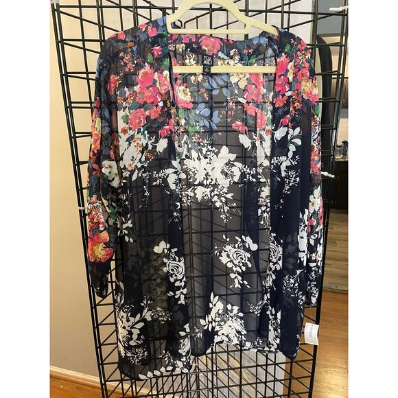 NWT Roz & Ali Floral Kimono Sz XLP - Picture 1 of 4